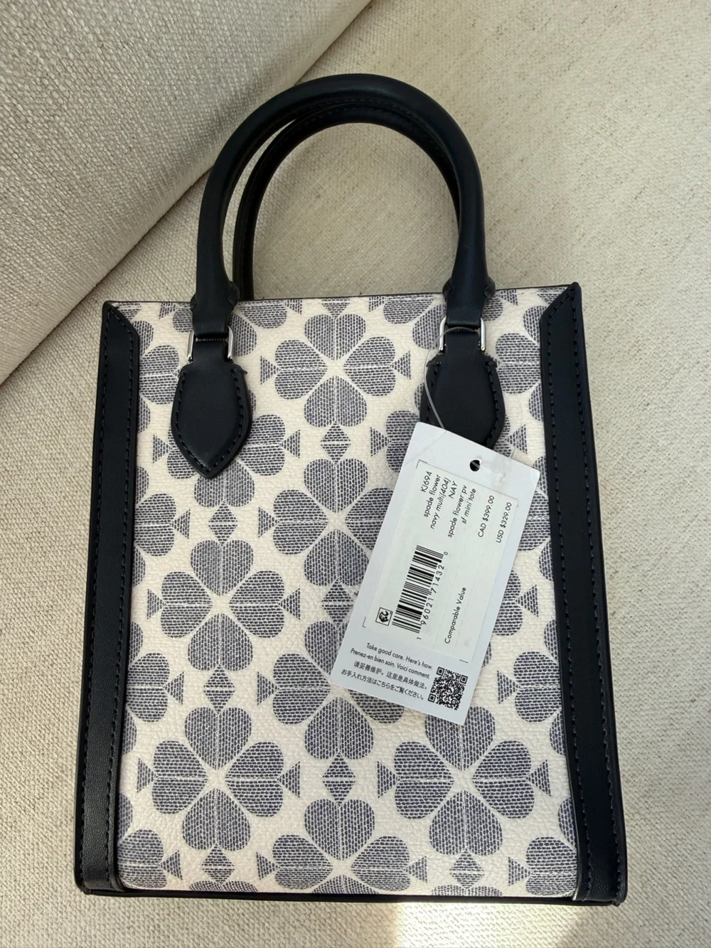 NWT Kate Spade New York Signature Spade Flower Navy Mini Tote Crossbody Bag